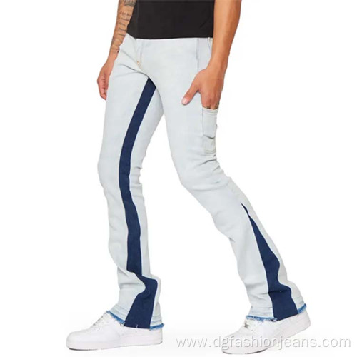 Slim Fit Hip Hop Flared Patchwork Stacked Jeans